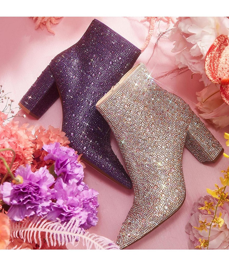 Blue by Betsey Johnson Cady Rhinestone Embellished Block Heel Booties