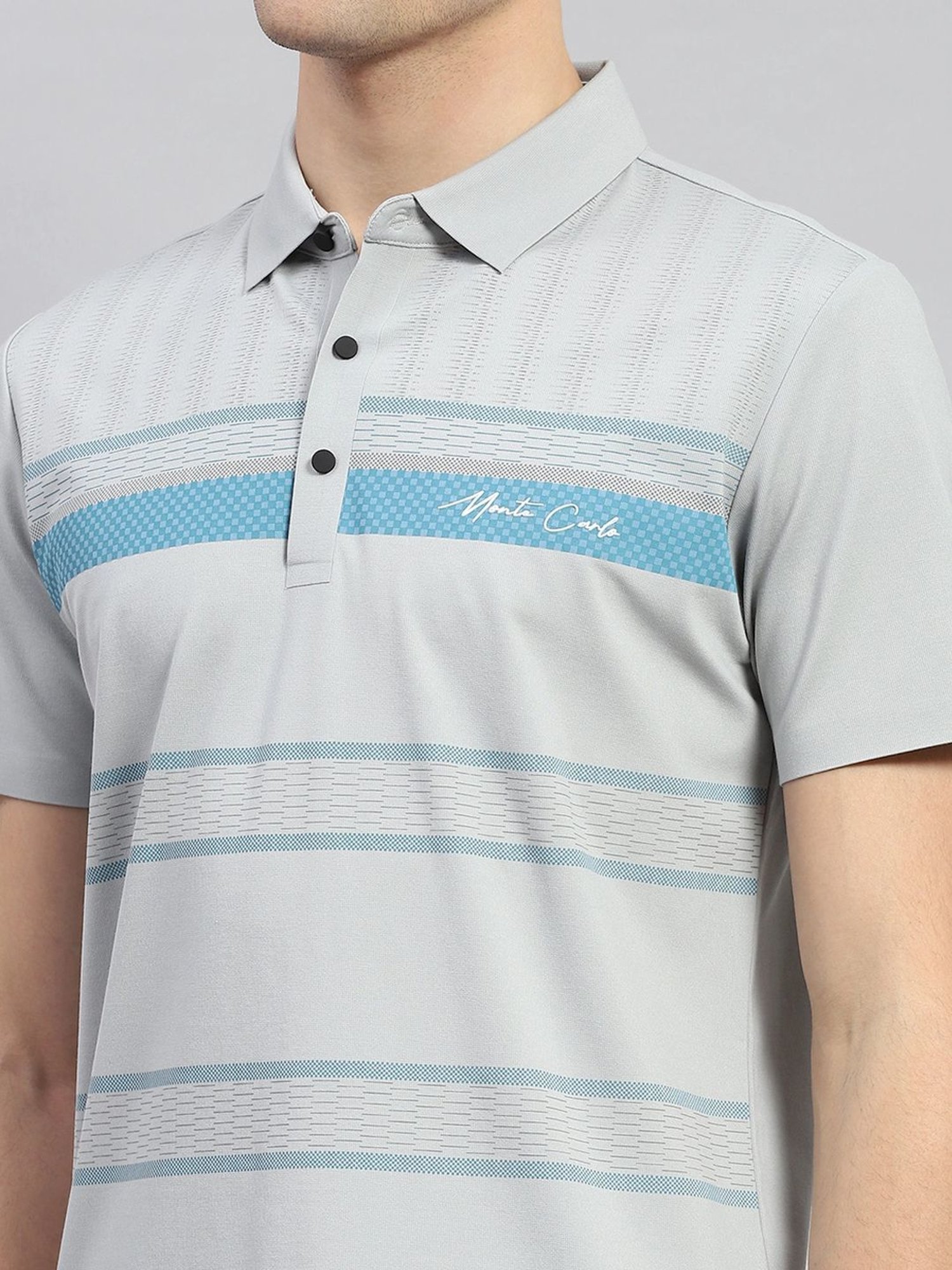 Monte Carlo Sky Regular Fit Striped Polo T-Shirt