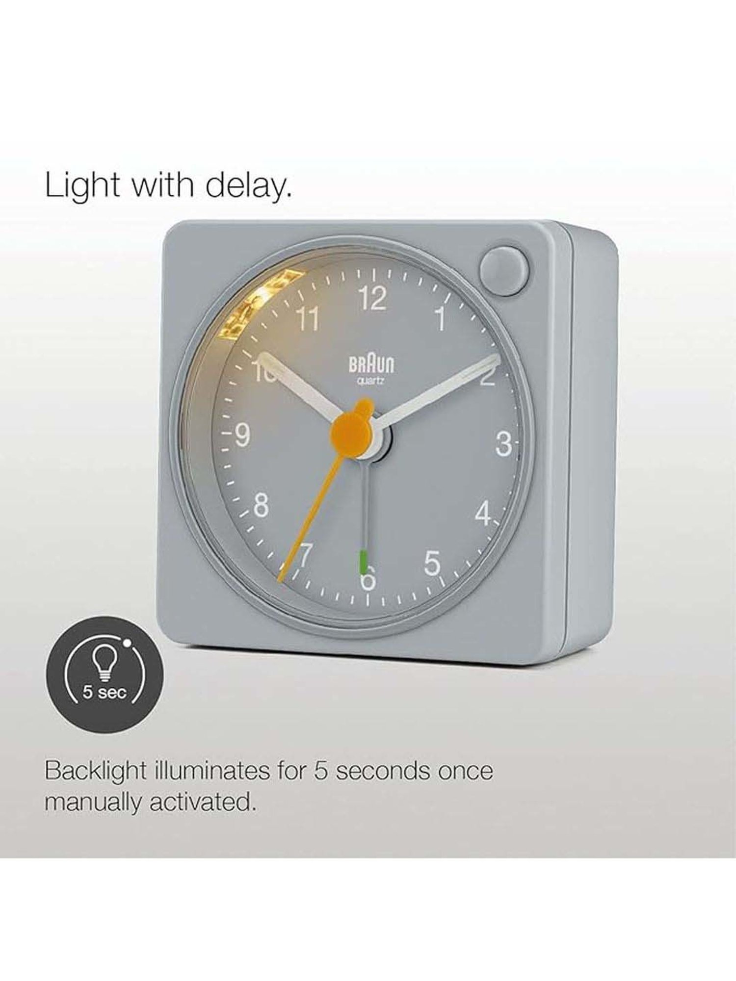 Braun Grey Classic Travel Analog Alarm Clock