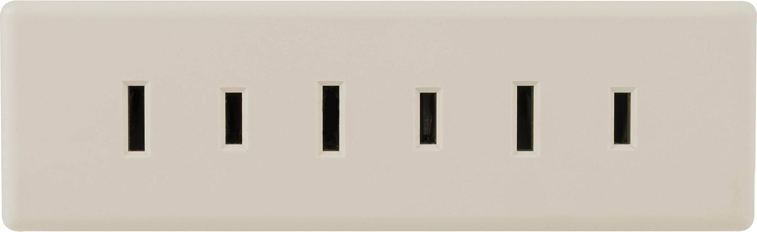 GE 3-Outlet Plarized Adapter Wall Tap, Expander, 2 Prong, Indoor Rated, Light Almond, 54189, ivory