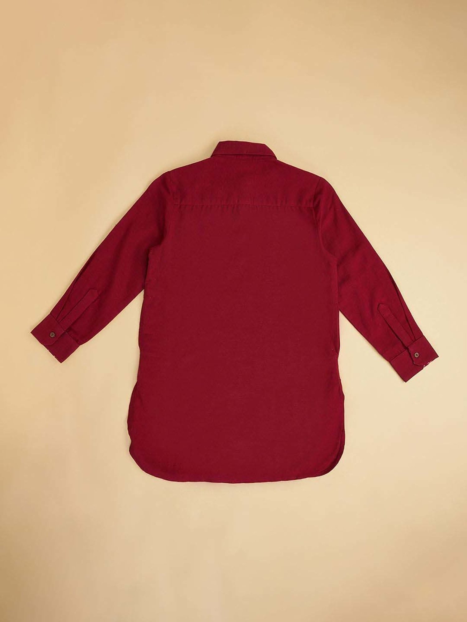 Indus Route by Pantaloons Kids Maroon Cotton Regular Fit Full Sleeves Kurta
