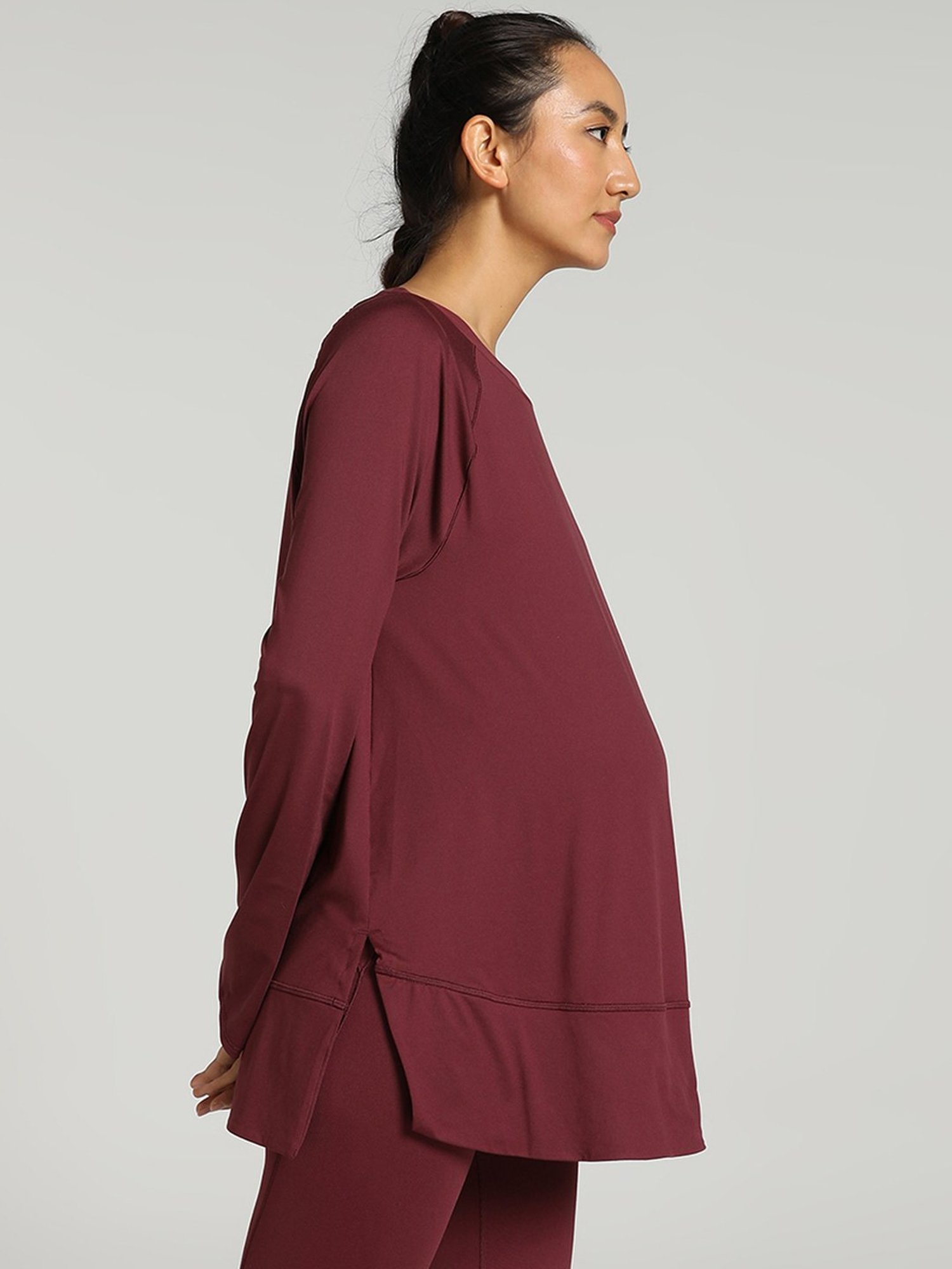 Puma Maroon Maternity Yoga T-Shirt