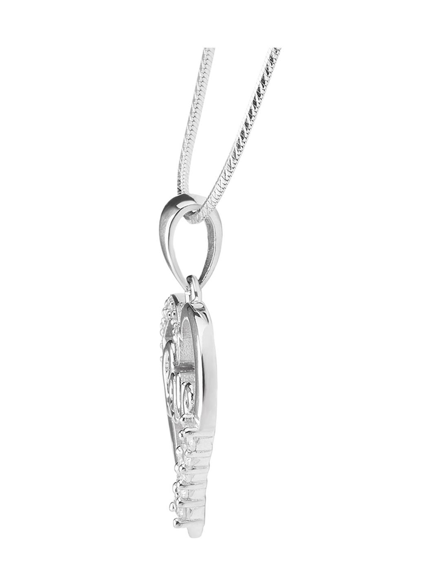Anayra 92.5 Sterling Silver Love Heart Pendant with Chain for Women