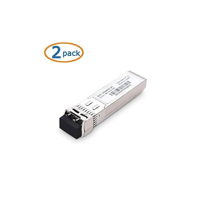 2Pack 10GBASESR SFP+ to LC Multi Mode 10G Fiber Transceiver Modular for Cisco Dell Ubiquiti TPLink Juniper Huawei Mellanox Mikrotik Netgear and Supermicro Equipment