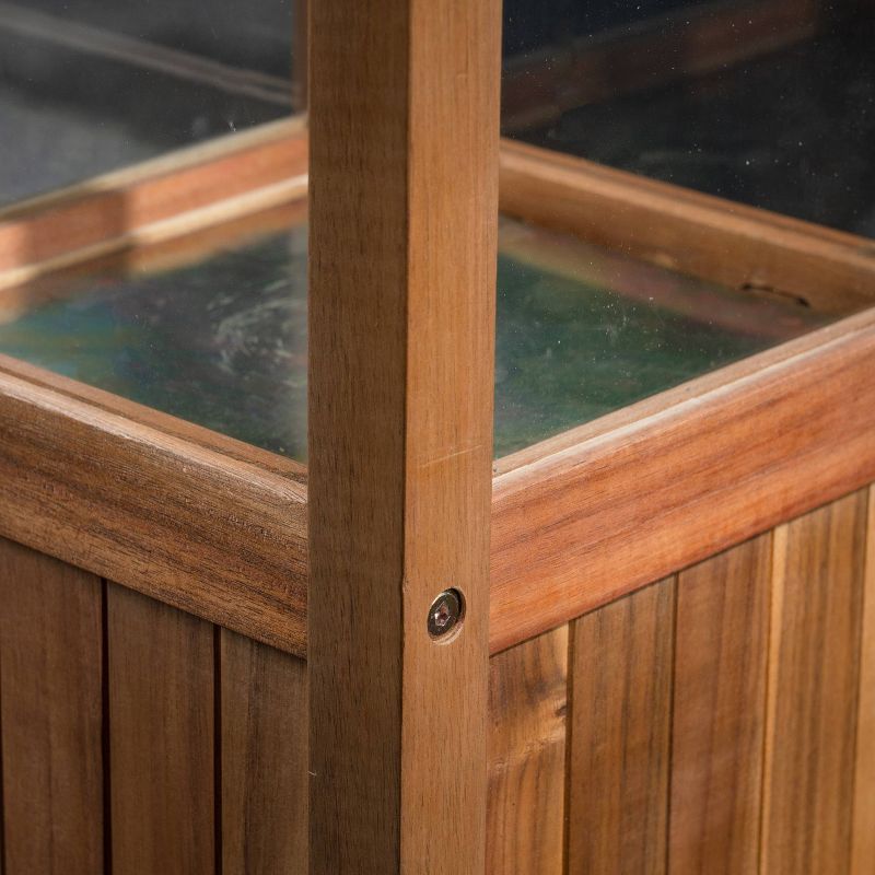 47" Claudine Standing Acacia Wood Candle Outdoor Lantern Teak - Christopher Knight Home