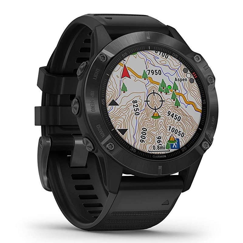 Garmin Fenix 6 Pro (Black with Black Band) Gift Box Bundle | +HD Screen Protectors,  Portable Charger, Car/Wall Adapters & Protective Case | Multisport Fitness Watch