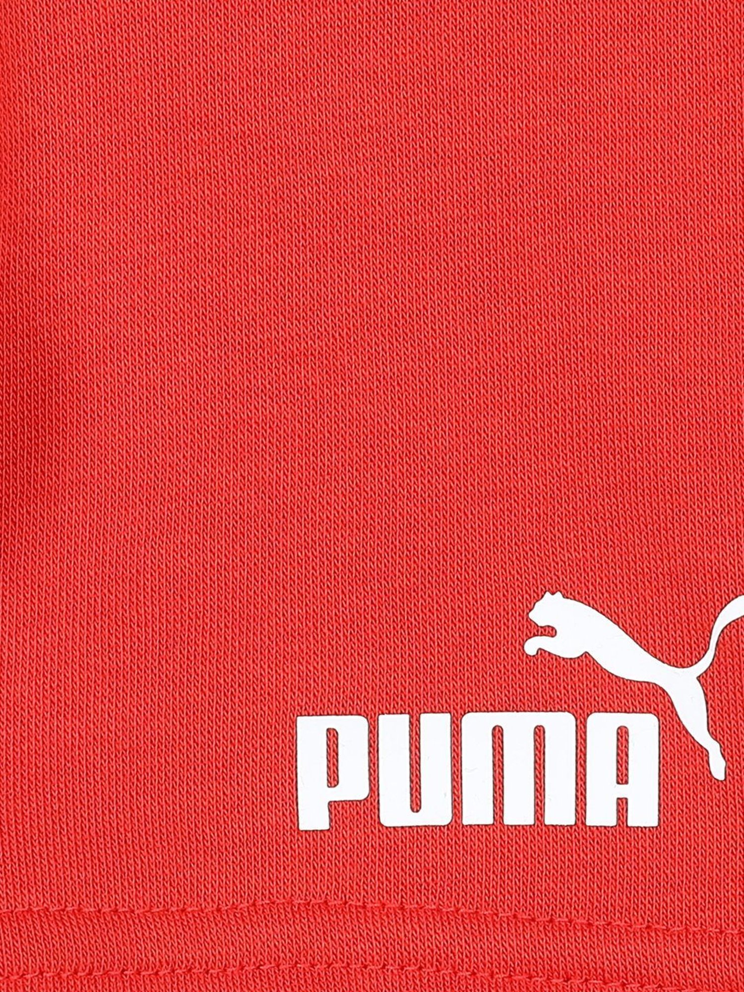 Puma Kids Burnt Red Cotton Plain Shorts