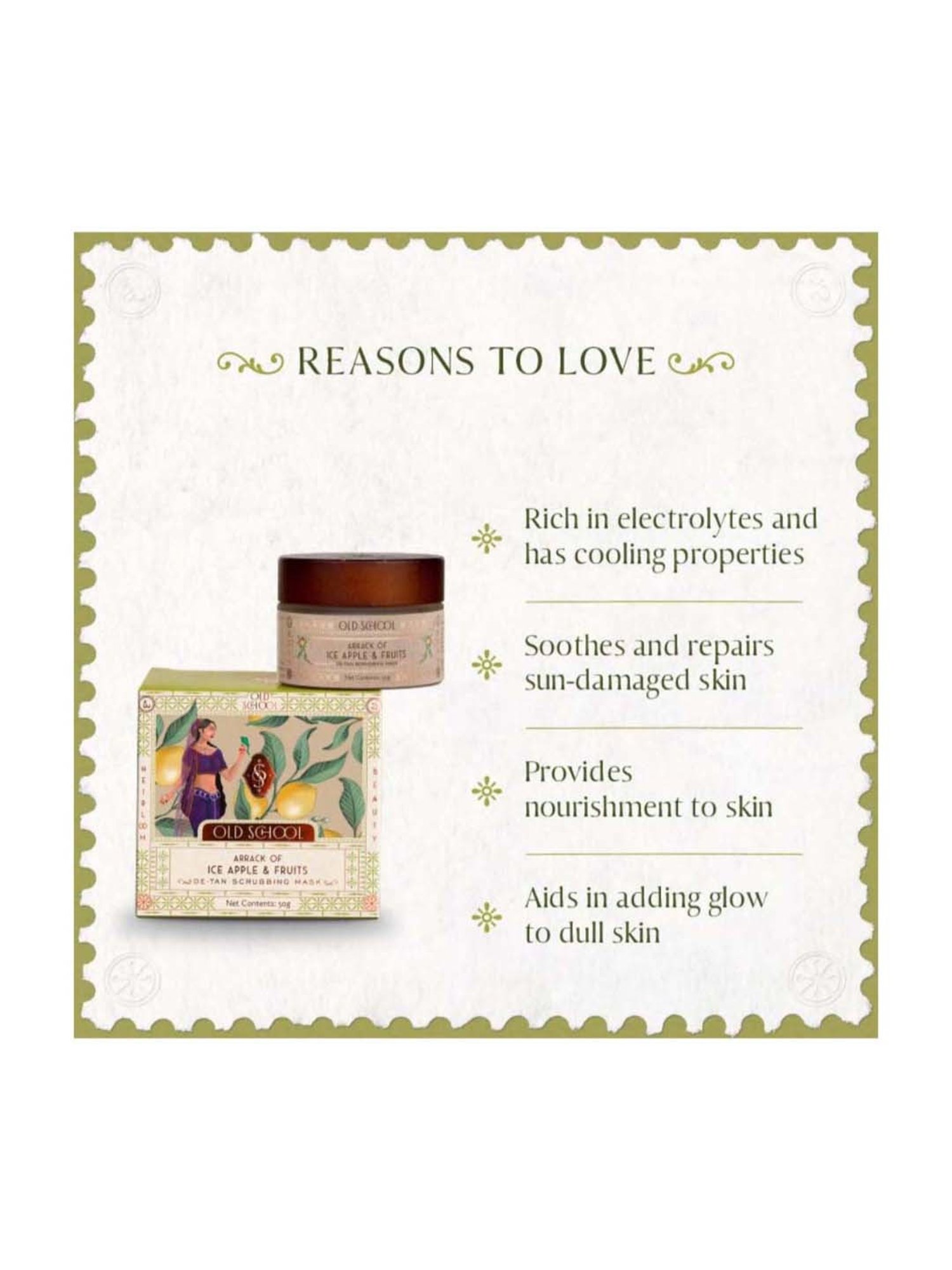 Old School Rituals Arrack of Ice Apple & Fruits De-Tan Scrubbing Mask - 50 gm