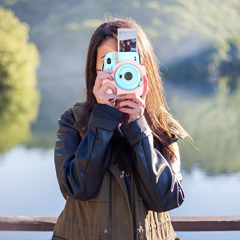 Portable Case Compatible with Fujifilm Instax Mini 11 Instant Camera with Accessories Pocket and Adjustable Strap - Blush Pink