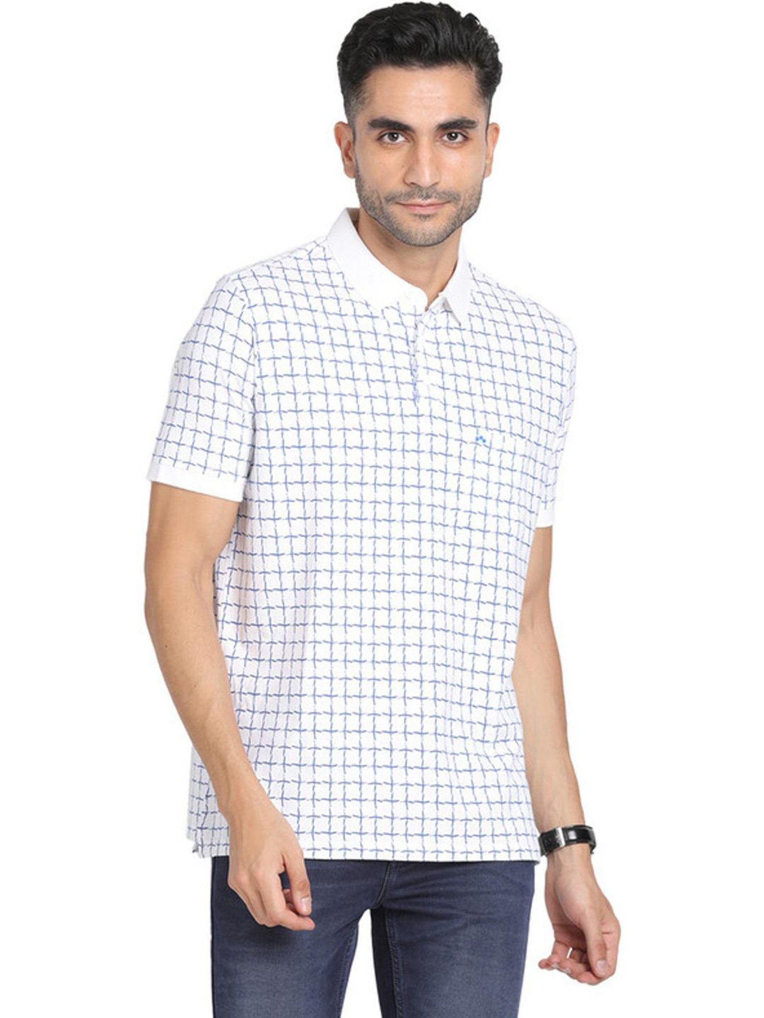 Turtle White Slim Fit Printed Polo T-Shirts