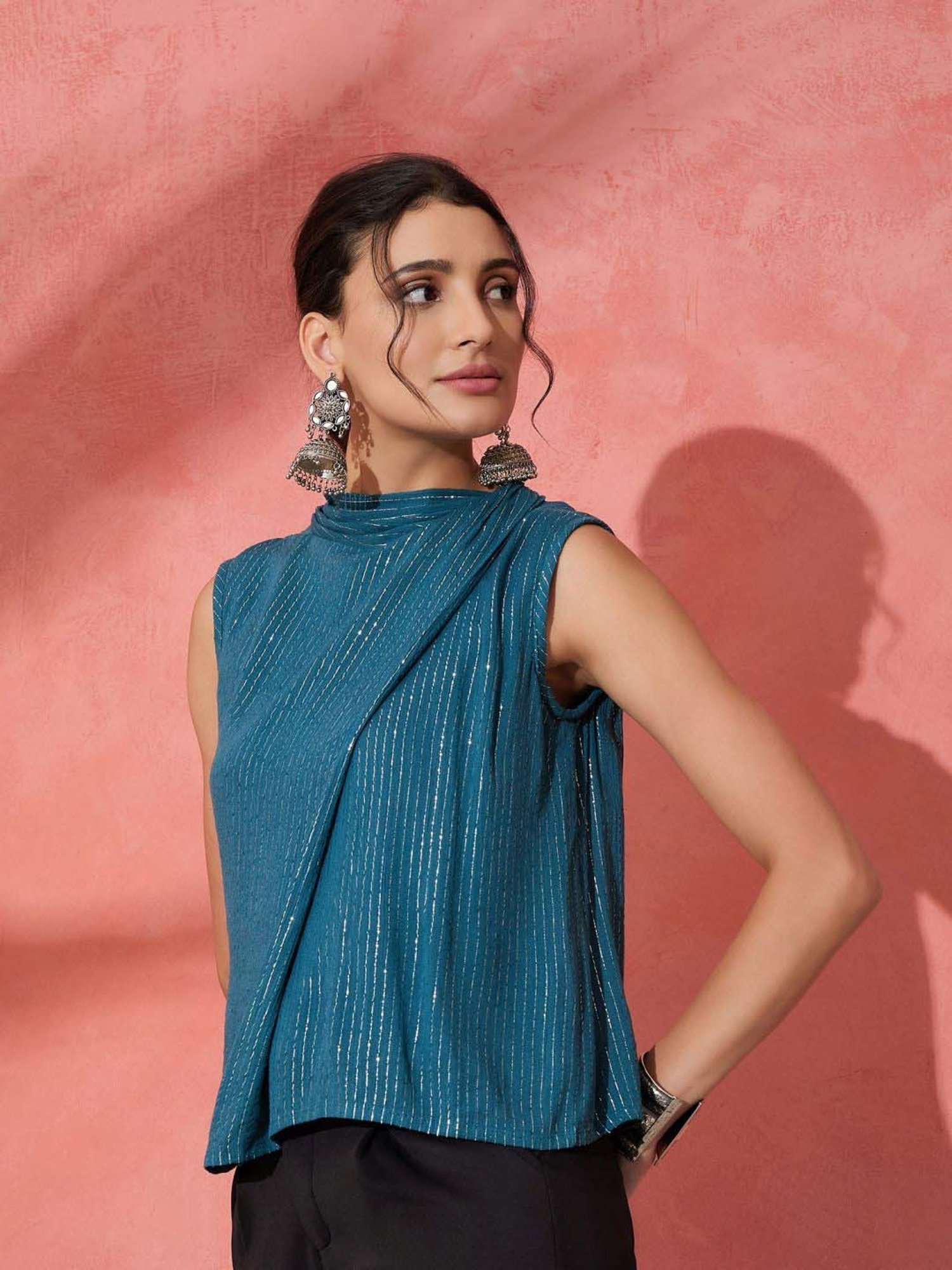 Inweave Teal Blue Embellished Top