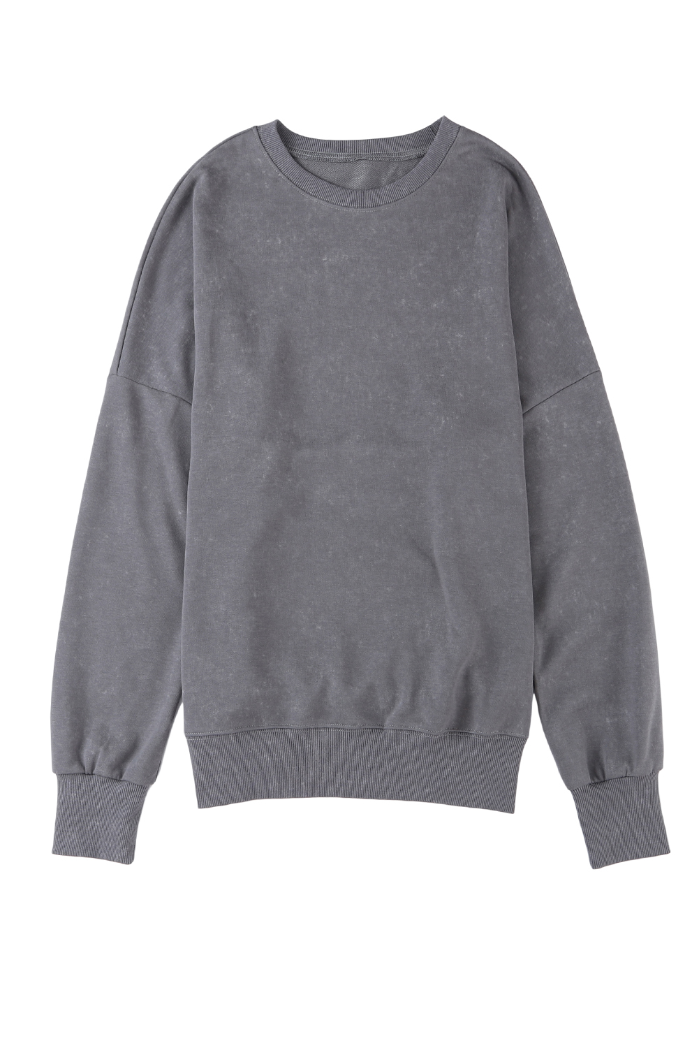 Gray Plain Drop Shoulder Ribbed Trim Oversized Sweatshirt