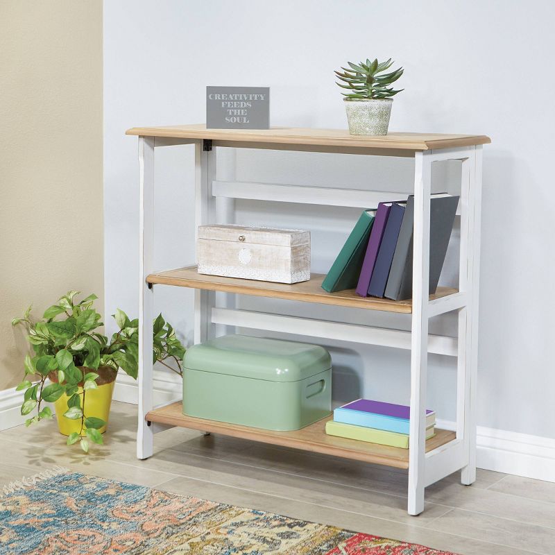 32.25" 3 Medford Shelf Bookshelf Distressed White - OSP Home Furnishings