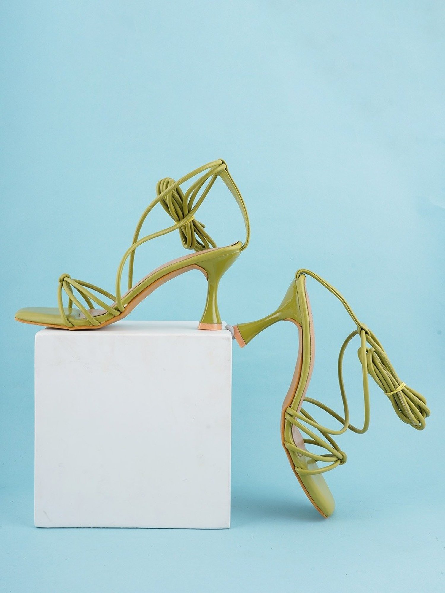 Scentra Women's SPAIN Green Gladiator Stilettos