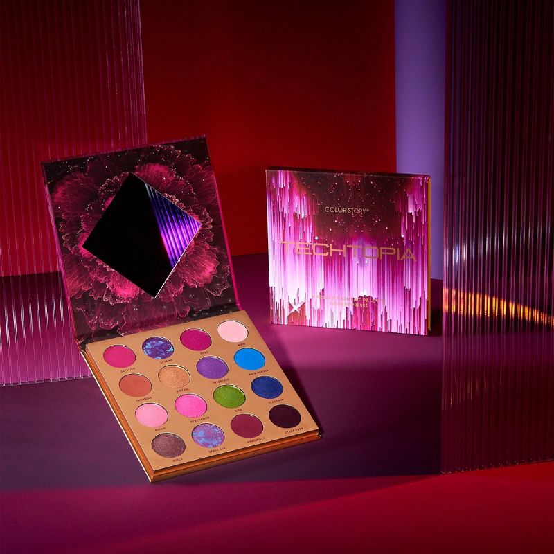 Color Story 16 Shade Pressed Pigment Eyeshadow Palette - Techtopia - 0.54oz