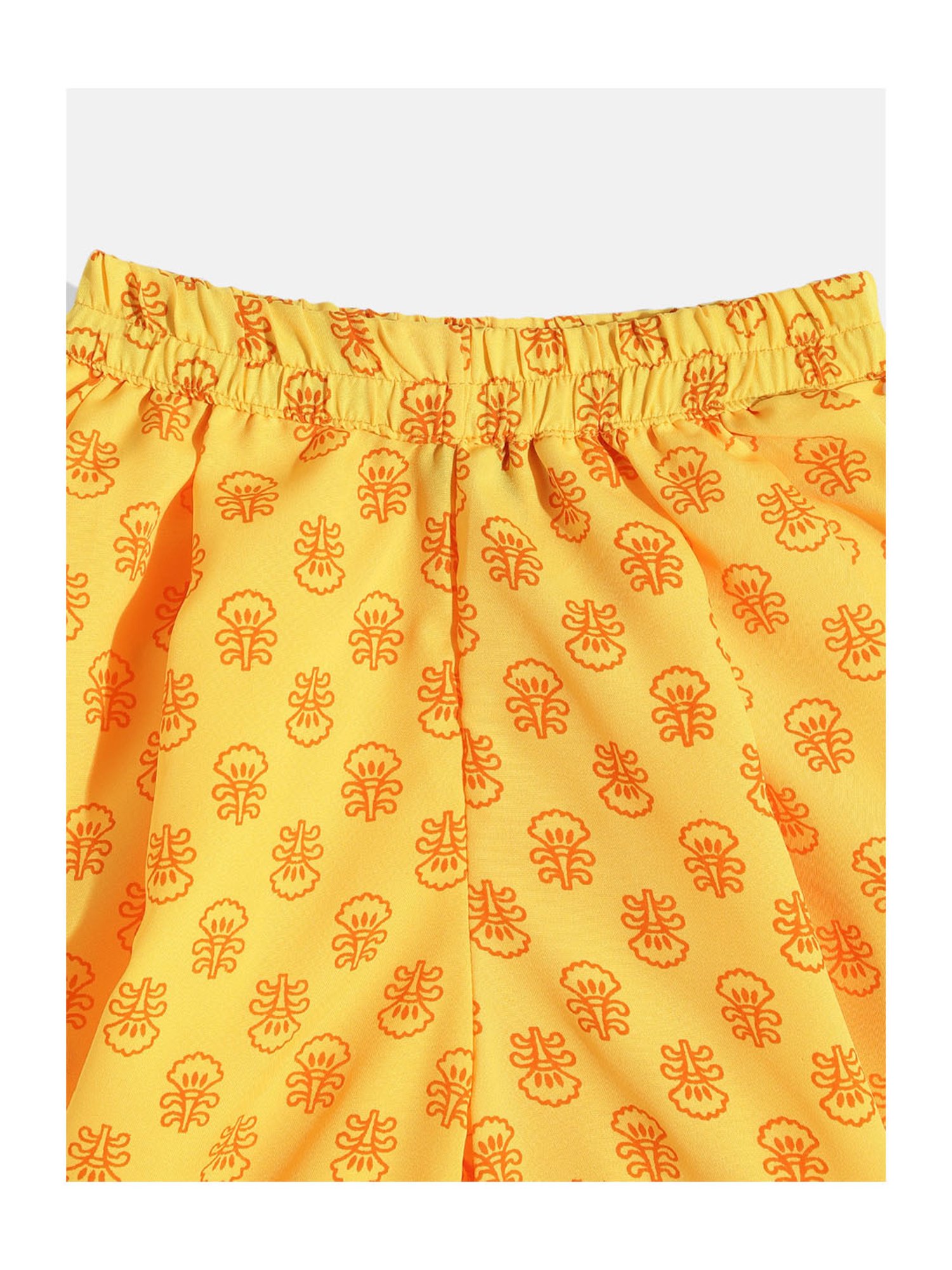 TWISHA Kids Red & Yellow Self Design Top with Dhoti