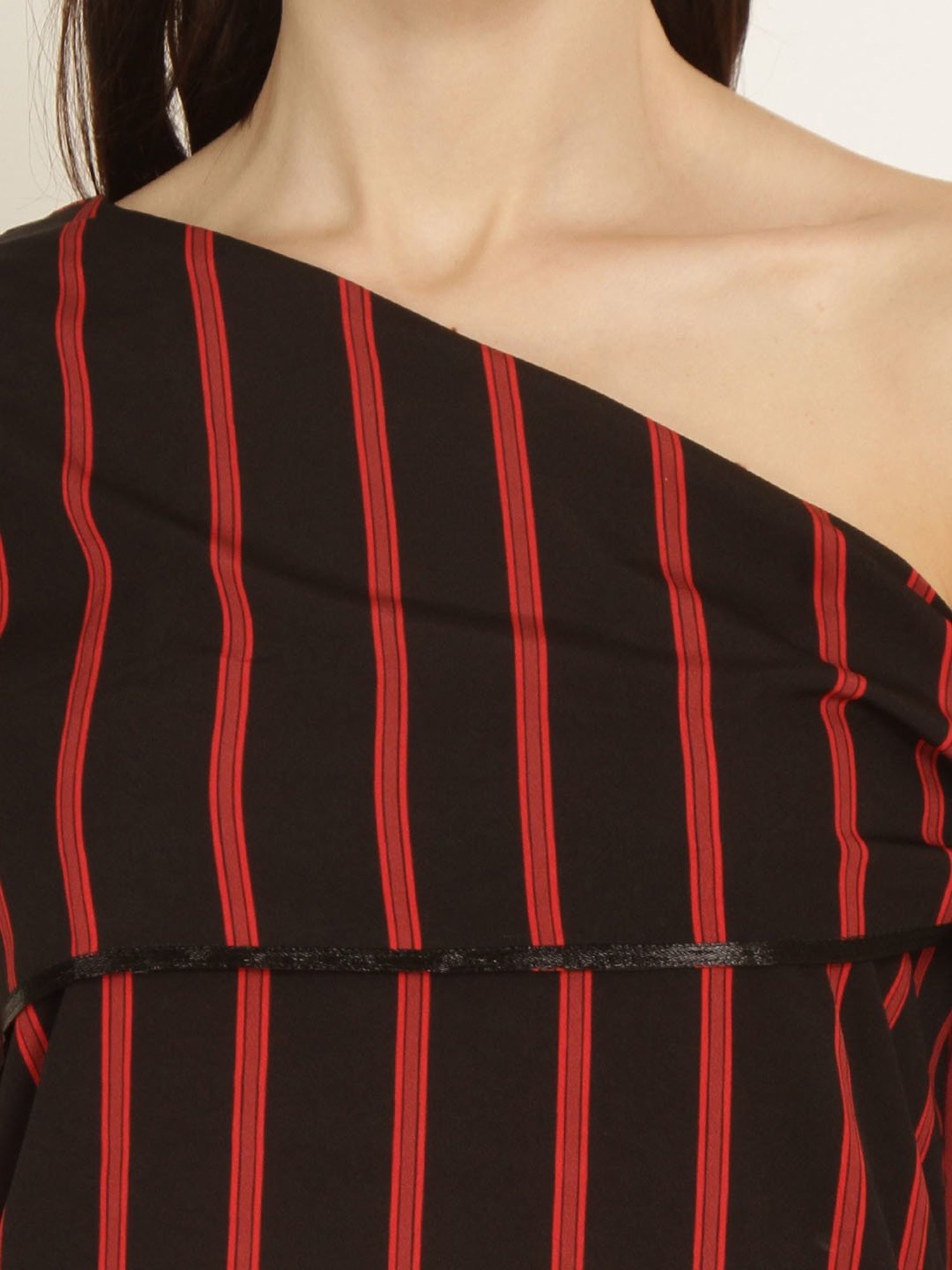 Marie Claire Black & Red Striped Top