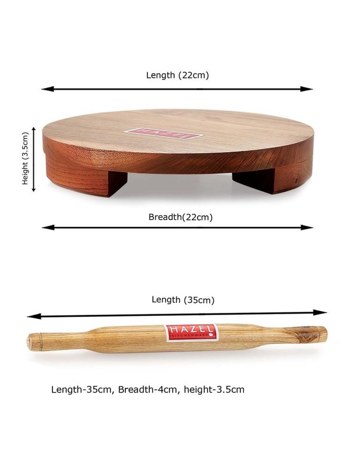 HAZEL Brown Wood 23 cm Small Plopat Sagwan Chakla