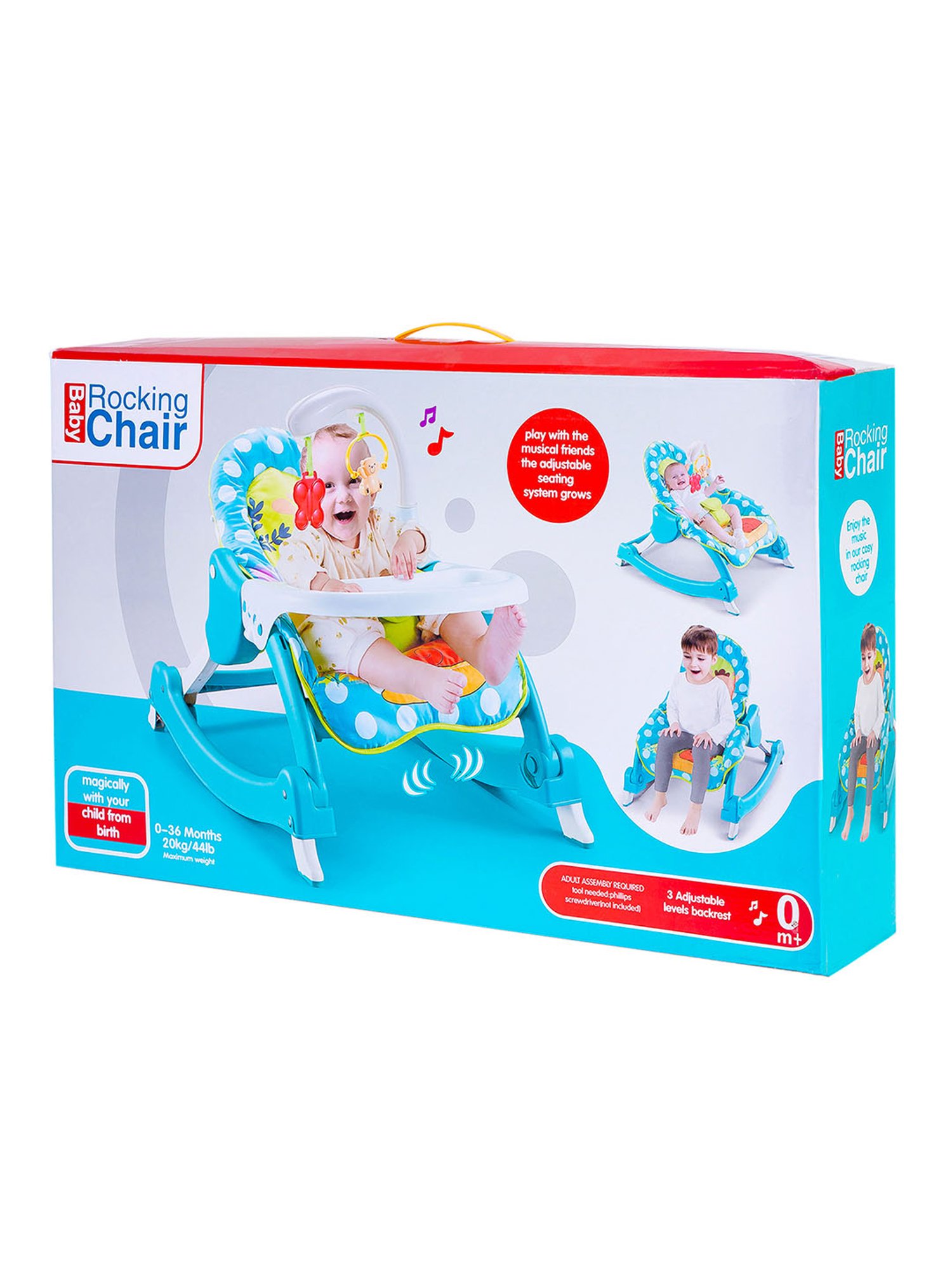 Baby Moo Blue Polka Dot 2 In 1 Rocker Cum Feeding Chair (20 Kg)