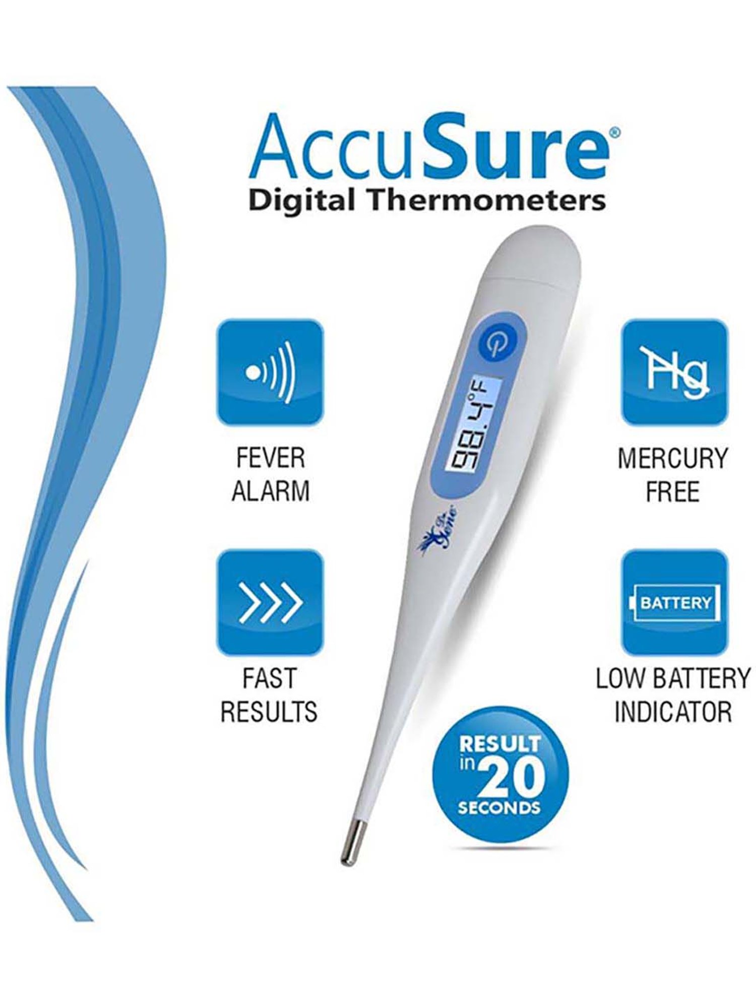 AccuSure MT-32 Waterproof Digital Thermometer (White)