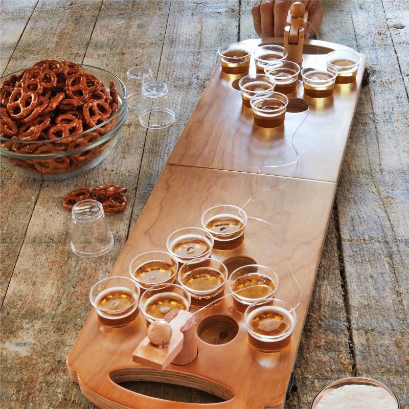 Mini Beer Pong Game Wood