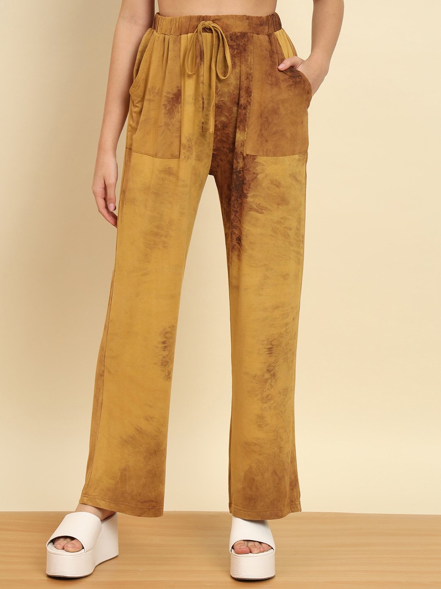 Trend Arrest Brown Cotton Tie - Dye Pants