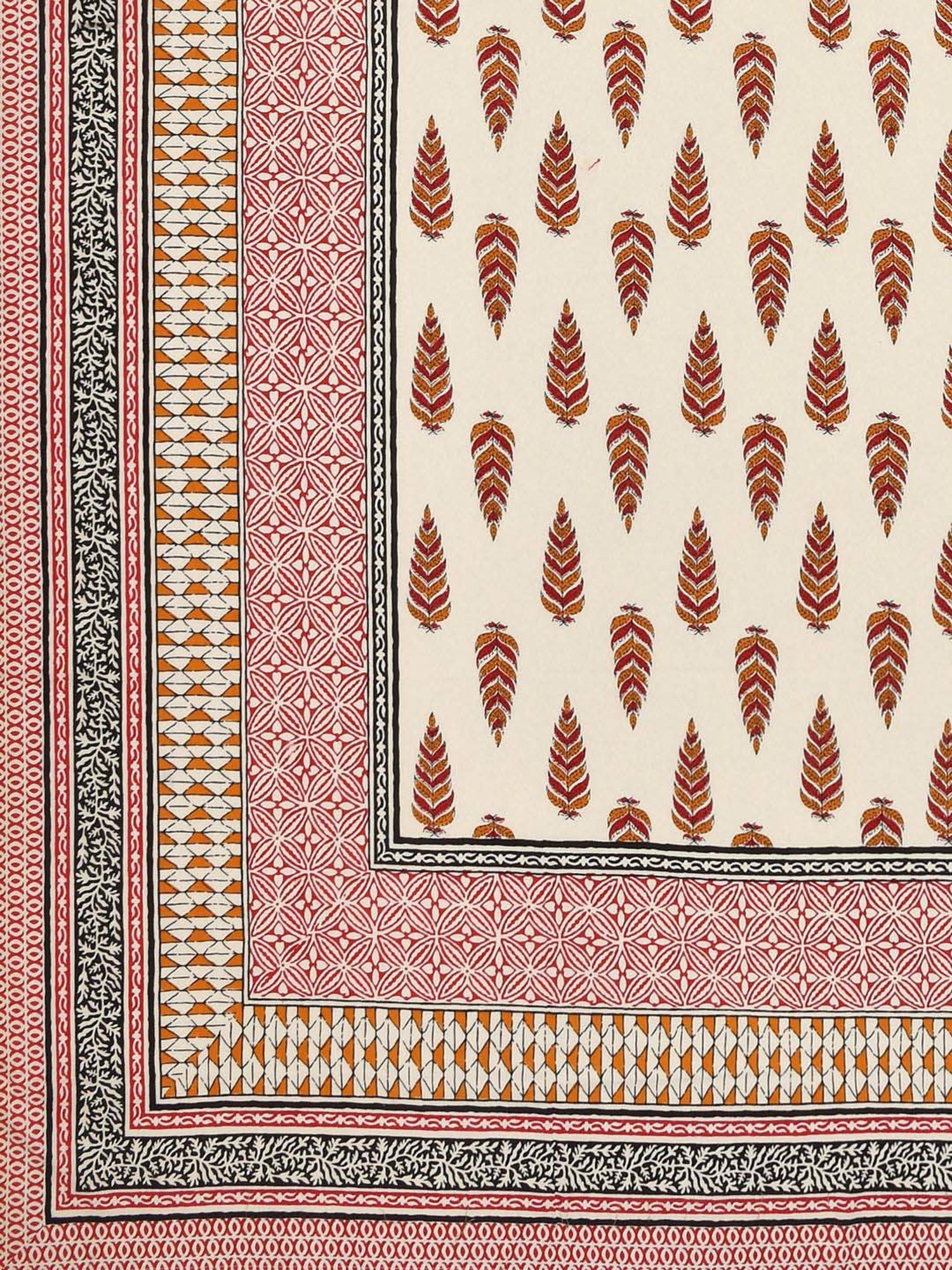 Aapno Rajasthan Evergreen Desert Red & Orange Cotton 140 GSM Double Bedsheet With 2 Pillow Cover