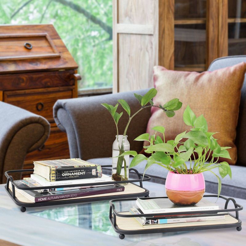 Set of 2 Rectangle Wired Trays Black - Stonebriar Collection