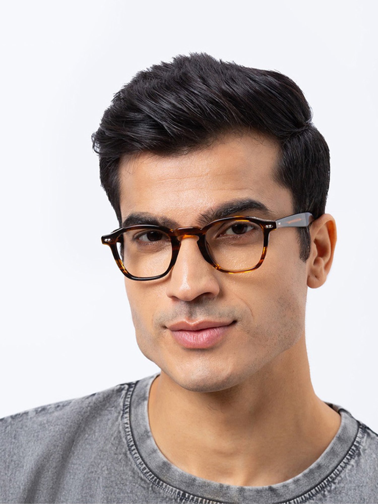 Shisen Fox NIKO Brown Bamboo Square Unisex Blue Filter Computer Lenses -46 mm