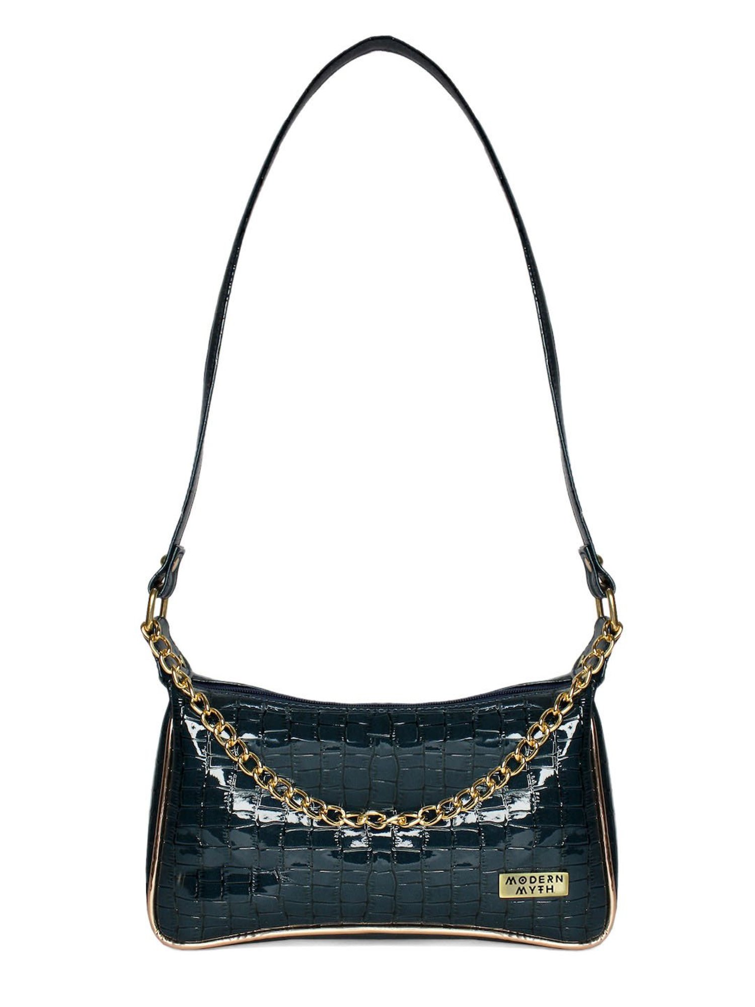 Modern Myth Blue Textured Medium Shoulder Bag