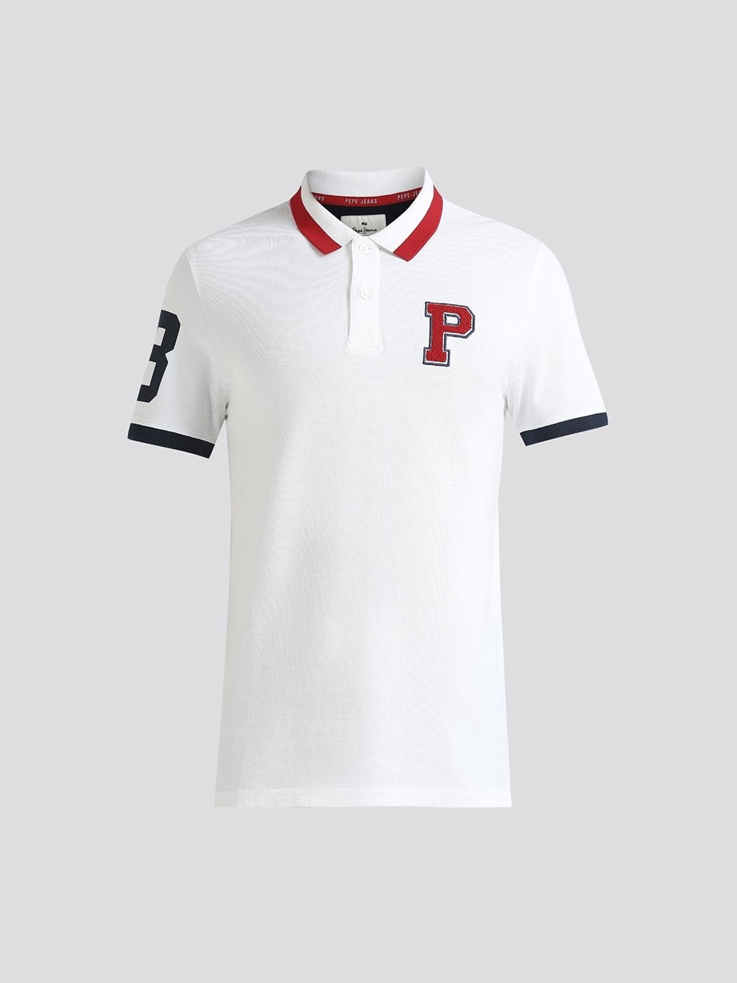Pepe Jeans White Cotton Regular Fit Printed Polo T-Shirt