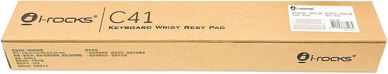 i-rocks IRC41 Memory Foam Keyboard Wrist Rest Pad Black. Ergonomic Design for Office, Home Office, Laptop, Desktop Computer, Gaming Keyboard.