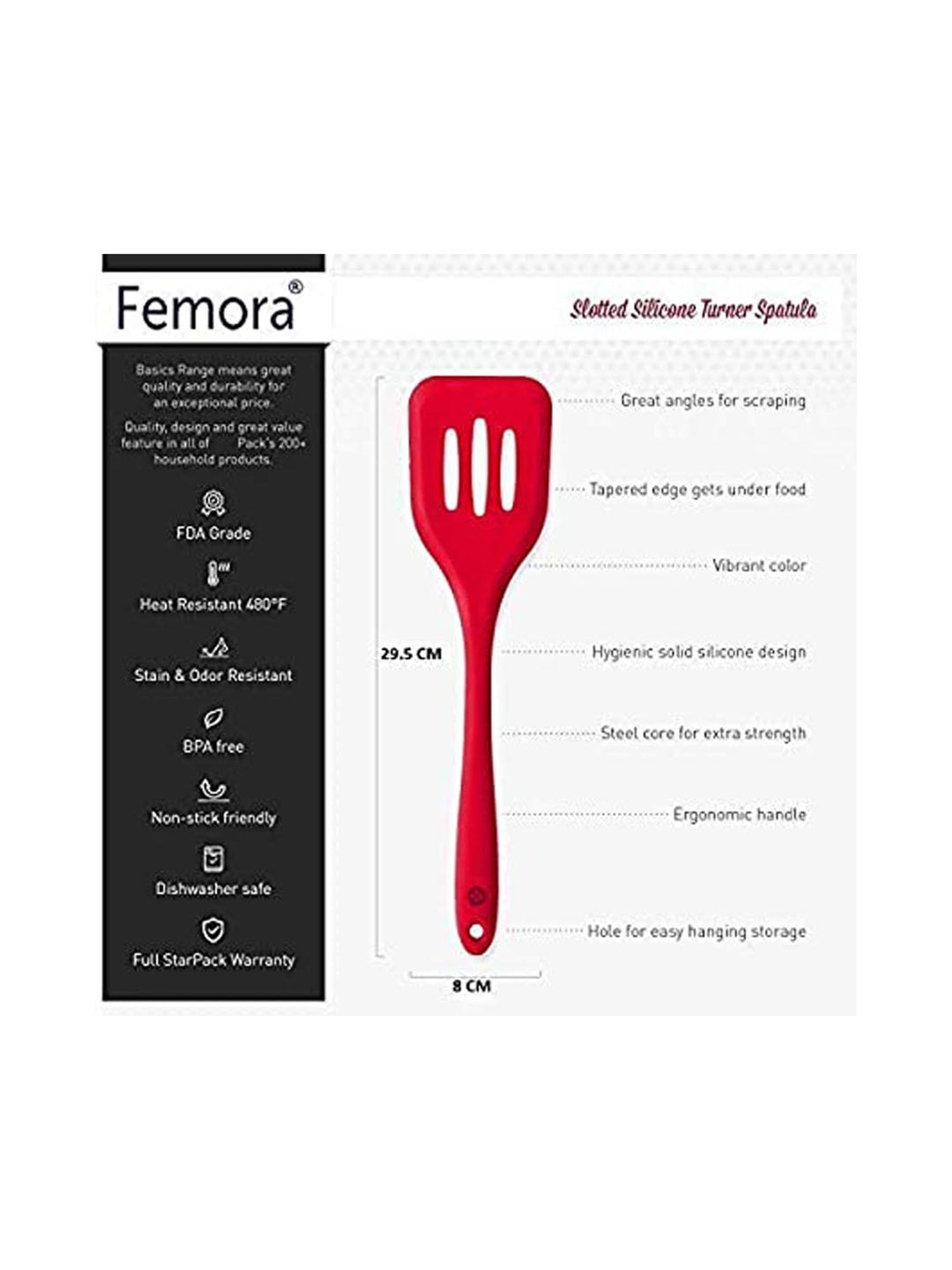 HAZEL Silver Stainless Steel Spatula with Beveled Edge