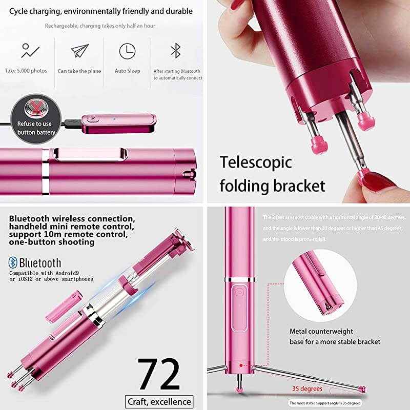 Stick Bluetooth Extendable Stick Tripod with Detachable Wireless Remote and Tripod Stand Stick for iPhone Xs MAXXRXSXiPhone 88 PlusiPhone 6iPhone 7Galaxy S9S9 Plus