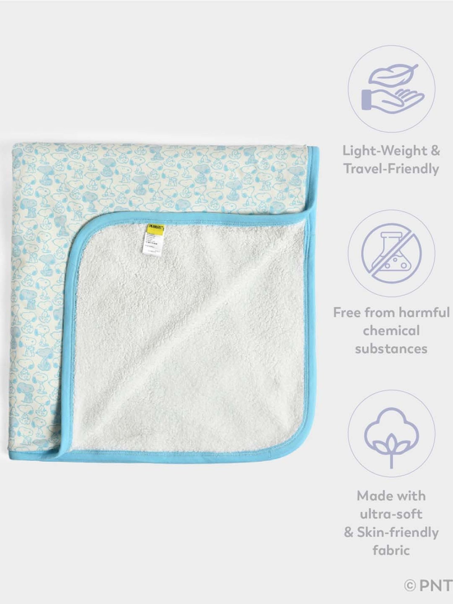 MiArcus Peanuts Snoopy Blue Cotton 160 GSM Knitted Baby Blanket