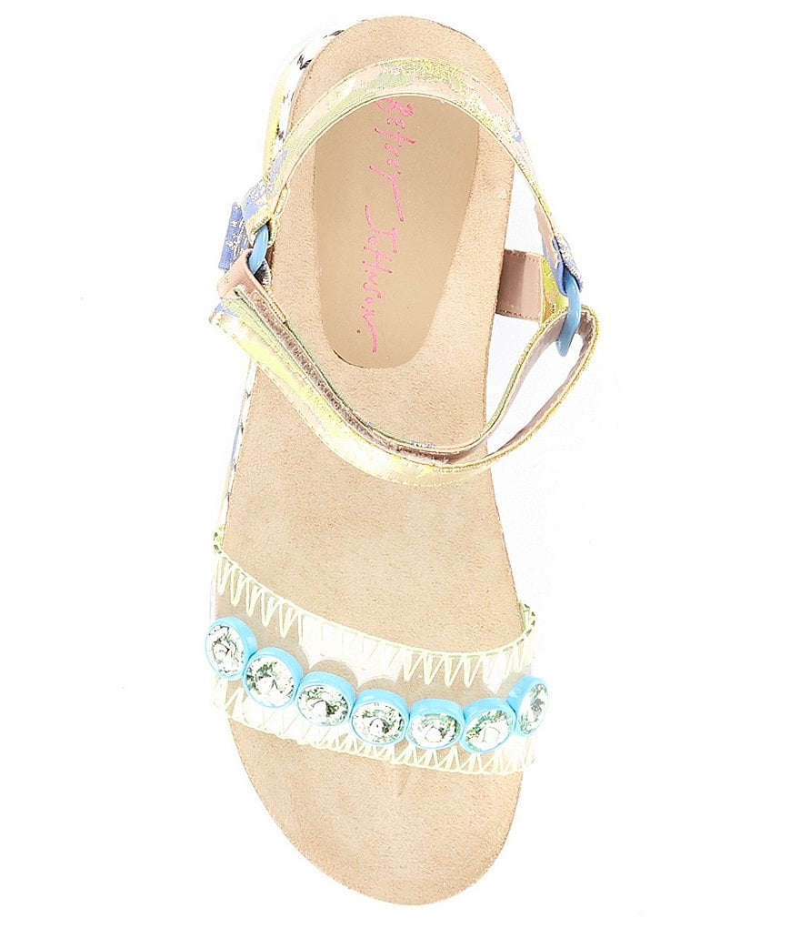 Betsey Johnson Tova Printed Embellished Detail Platform Espadrilles