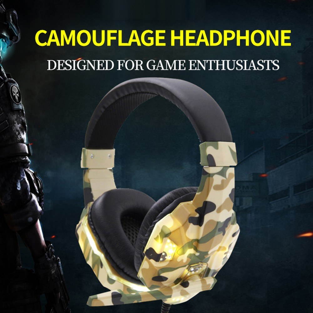 SY830MV Gaming Headset 3.5mm Wired Over Ear Headphones Noise Canceling E-Sport Earphone with Mic LED Light AUX+USB for Desktop PC