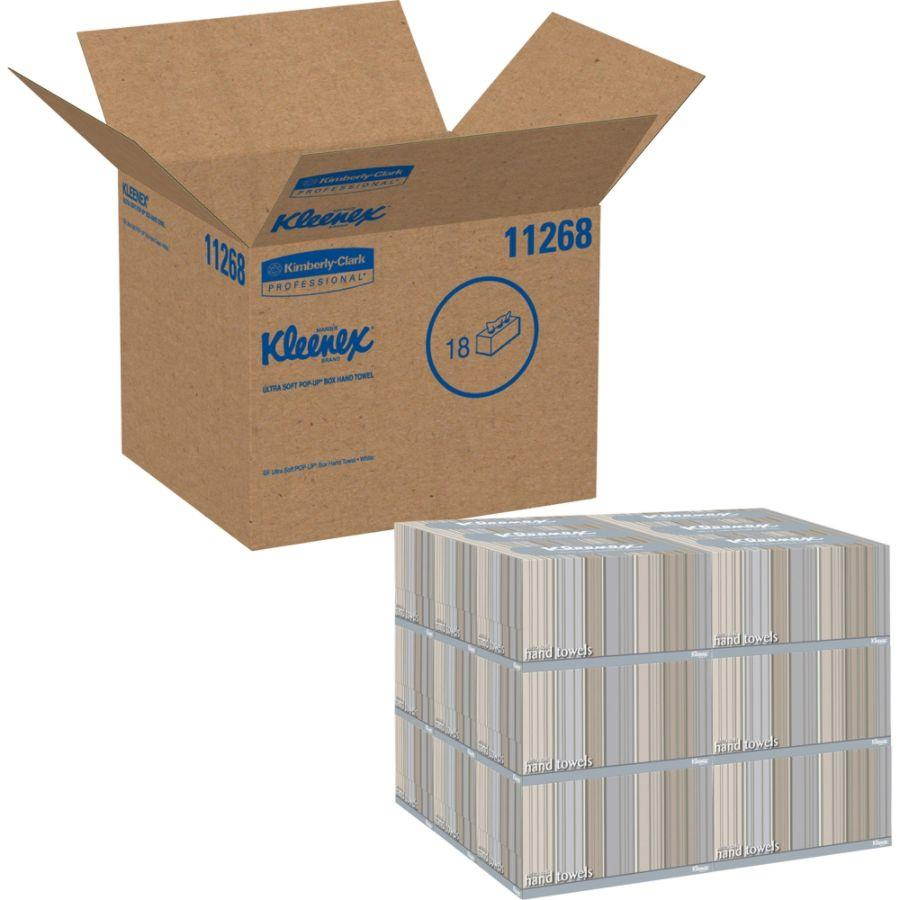 Kleenex&reg; Ultra Soft Hand Towels, Pop-Up Box, 1-Ply, White, 70 Hand Towels Per Box, Case Of 18
