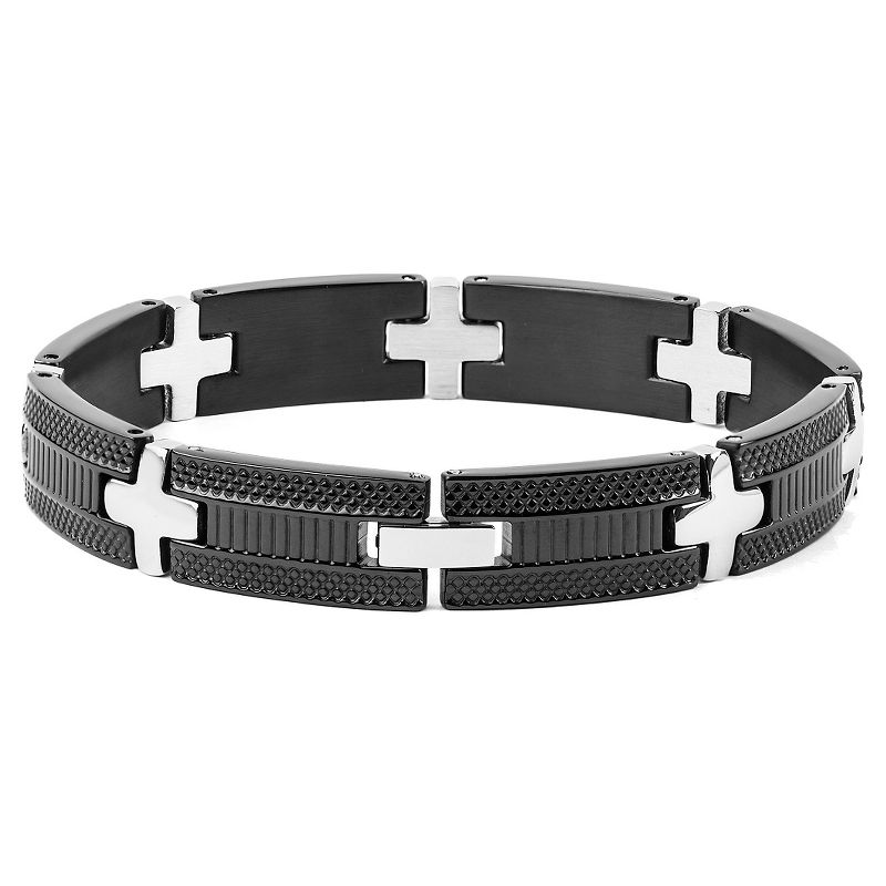 Men's Crucible Blackplated Stainless Steel Textured Link Bracelet