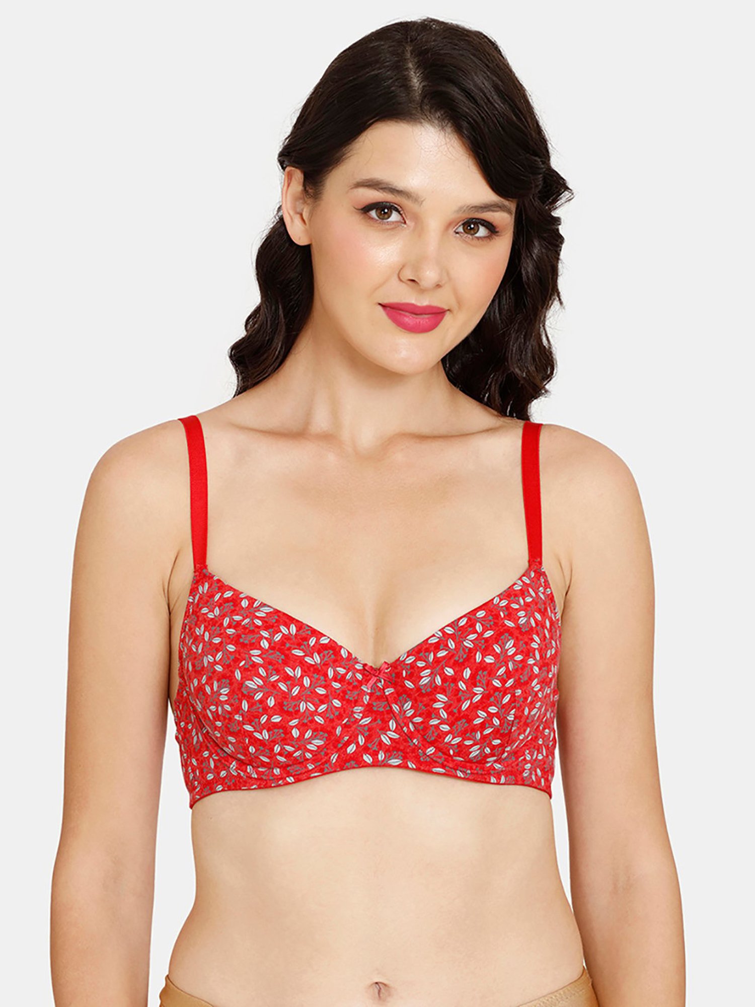 Rosaline by Zivame Red Printed Half Coverage T-Shirt Bra