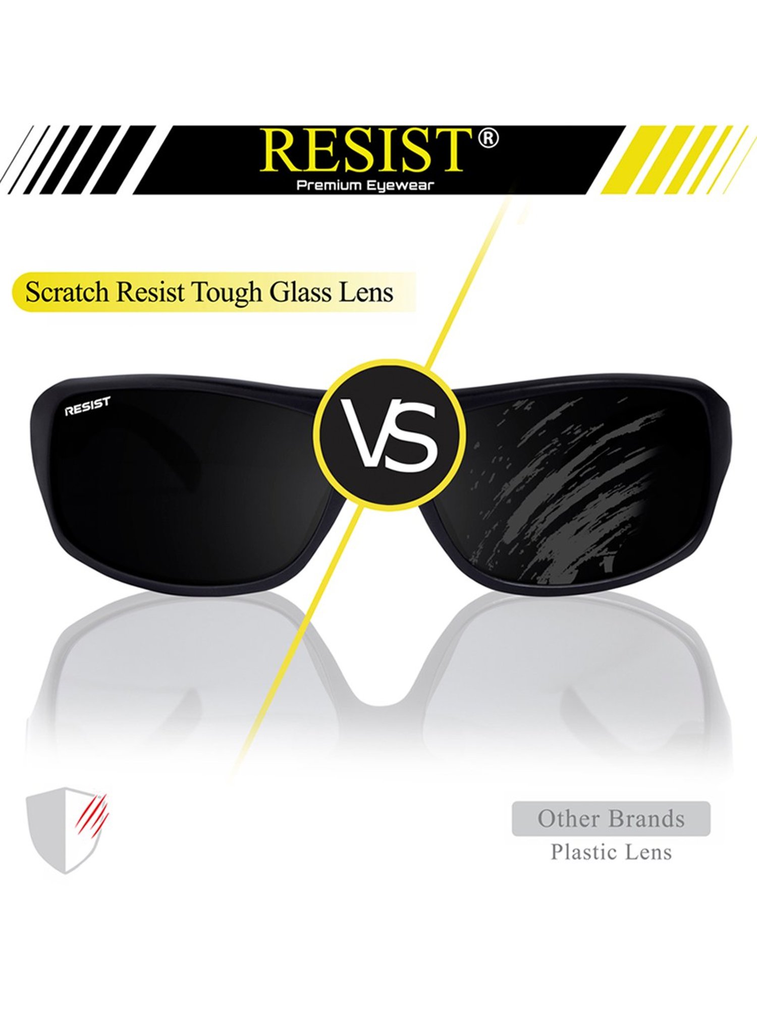 Resist Eyewear Black Wraparound UV Protection Unisex Sunglasses