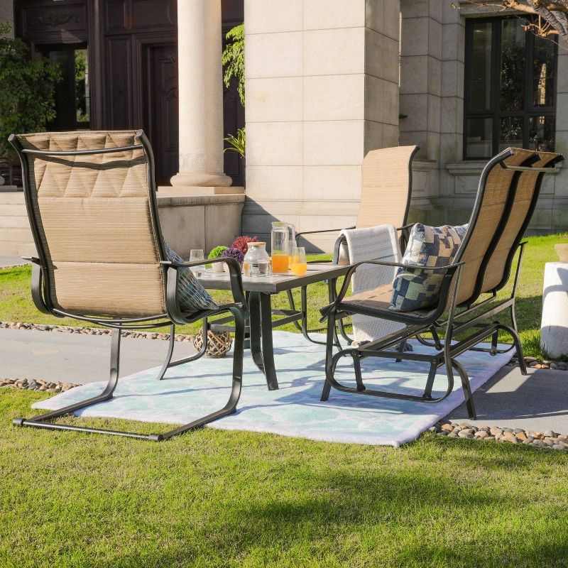 4pc Conversation Steel Patio Seating Sets Cream - Lokatse