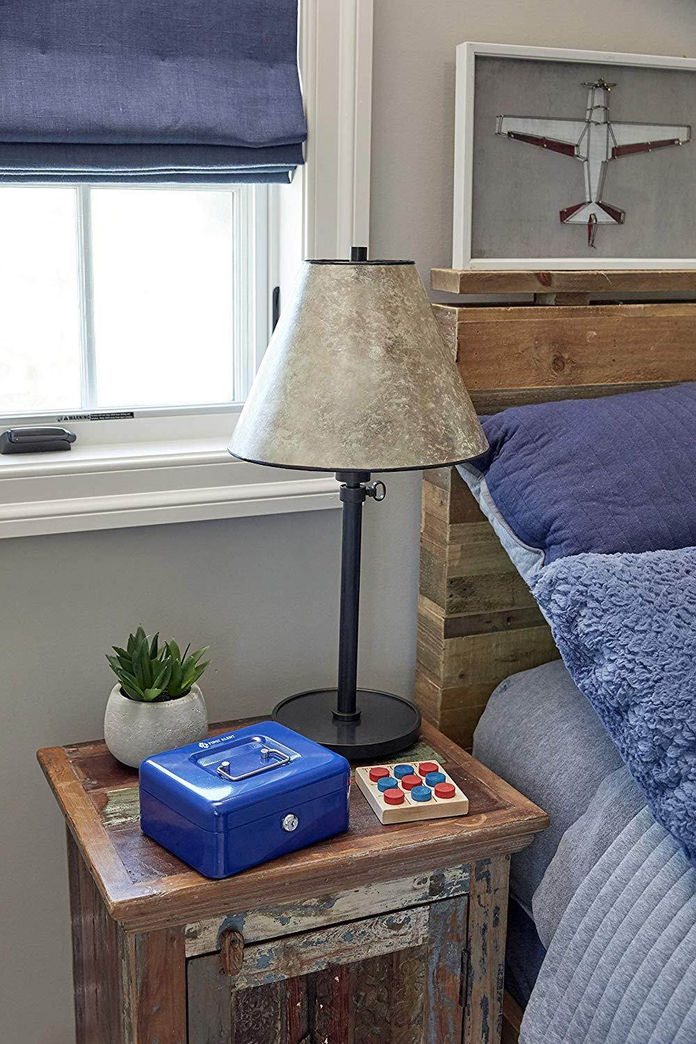 First Alert 1036620 Cash Box with Key Lock and Removable Tray.1 Cubic Ft, Blue