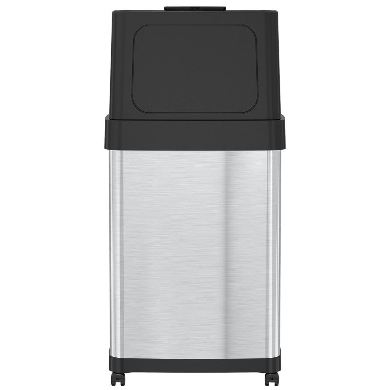 iTouchless Dual Push Door Kitchen Trash Can with Wheels and Odor Filter 18 Gallon Rectangular Stainless Steel