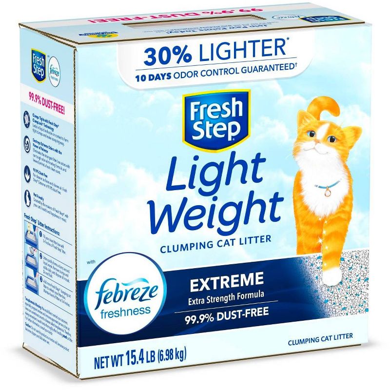 Fresh Step Lightweight Extreme Scented Litter with the Power of Febreze Clumping Cat Litter- 15.4lb