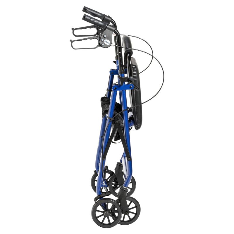 Drive Medical Walker Rollator with 6" Wheels, Fold Up Removable Back Support and Padded Seat, Blue