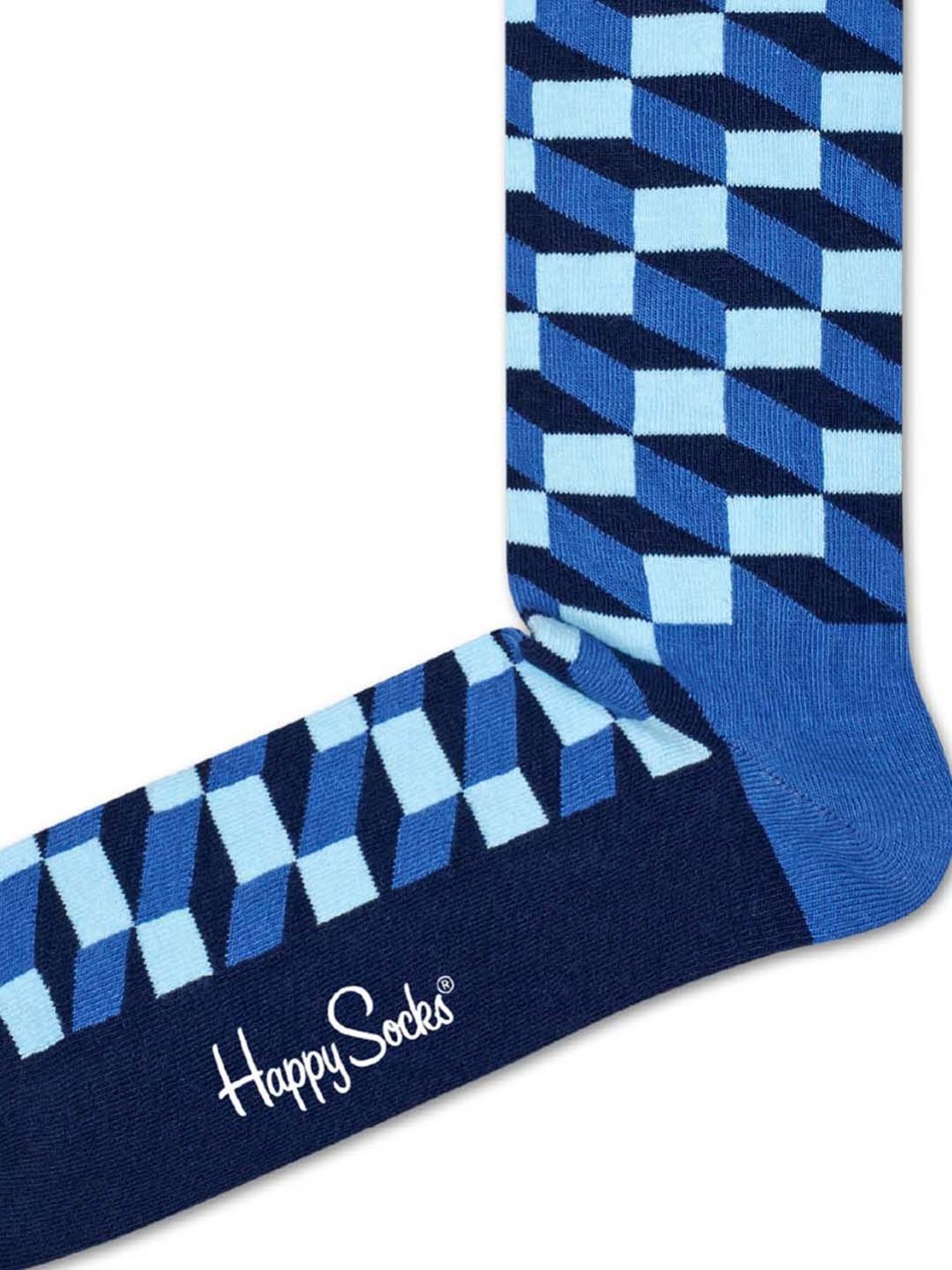Happy Socks Filled Optic Blue Cotton Printed Socks (41-46)