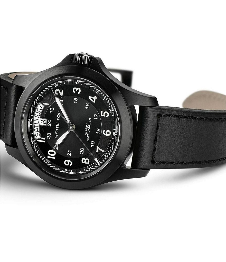 Hamilton Khaki Field King Automatic Black Leather Strap Watch