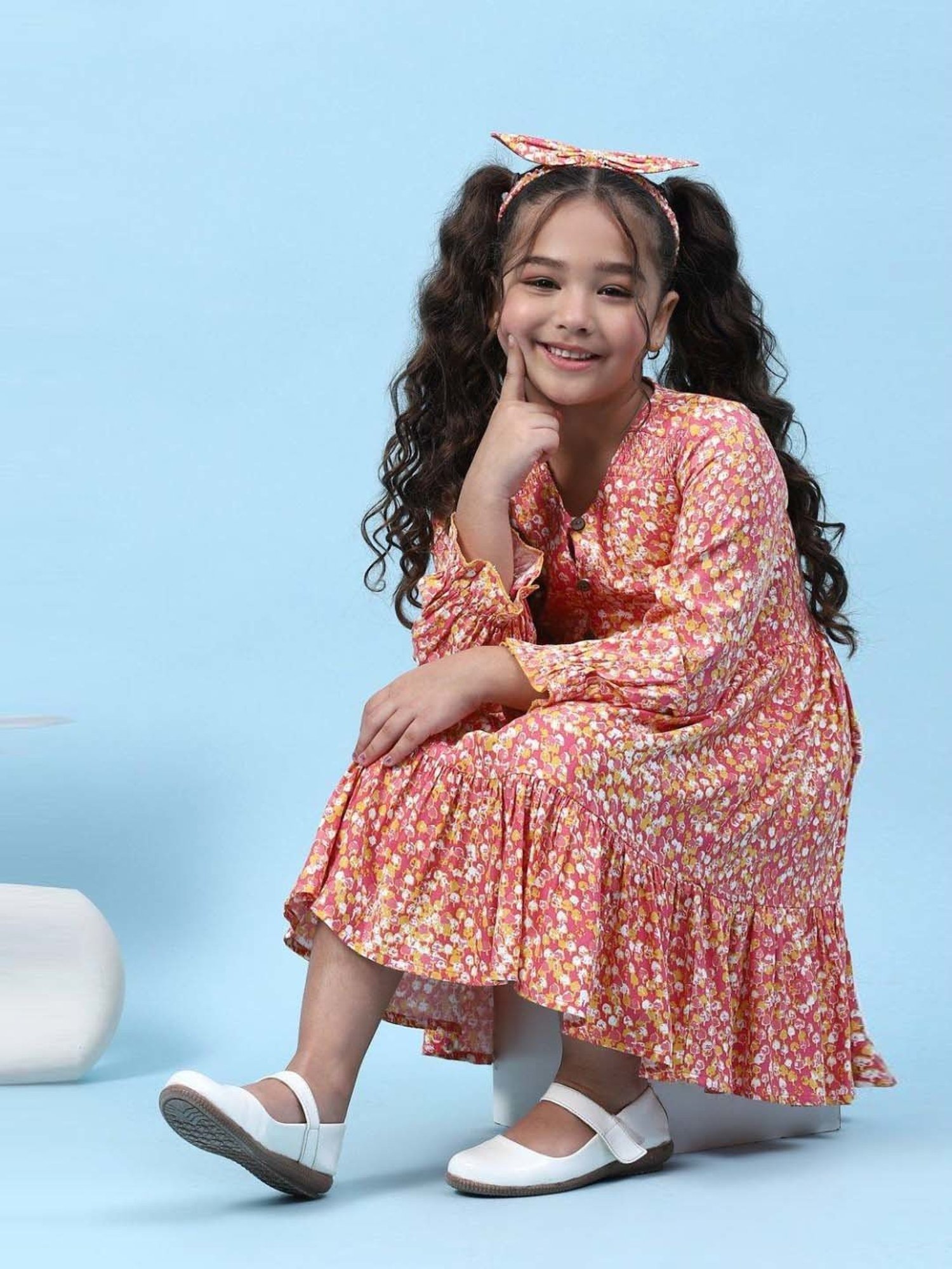 Biba Kids Orange Printed Dress