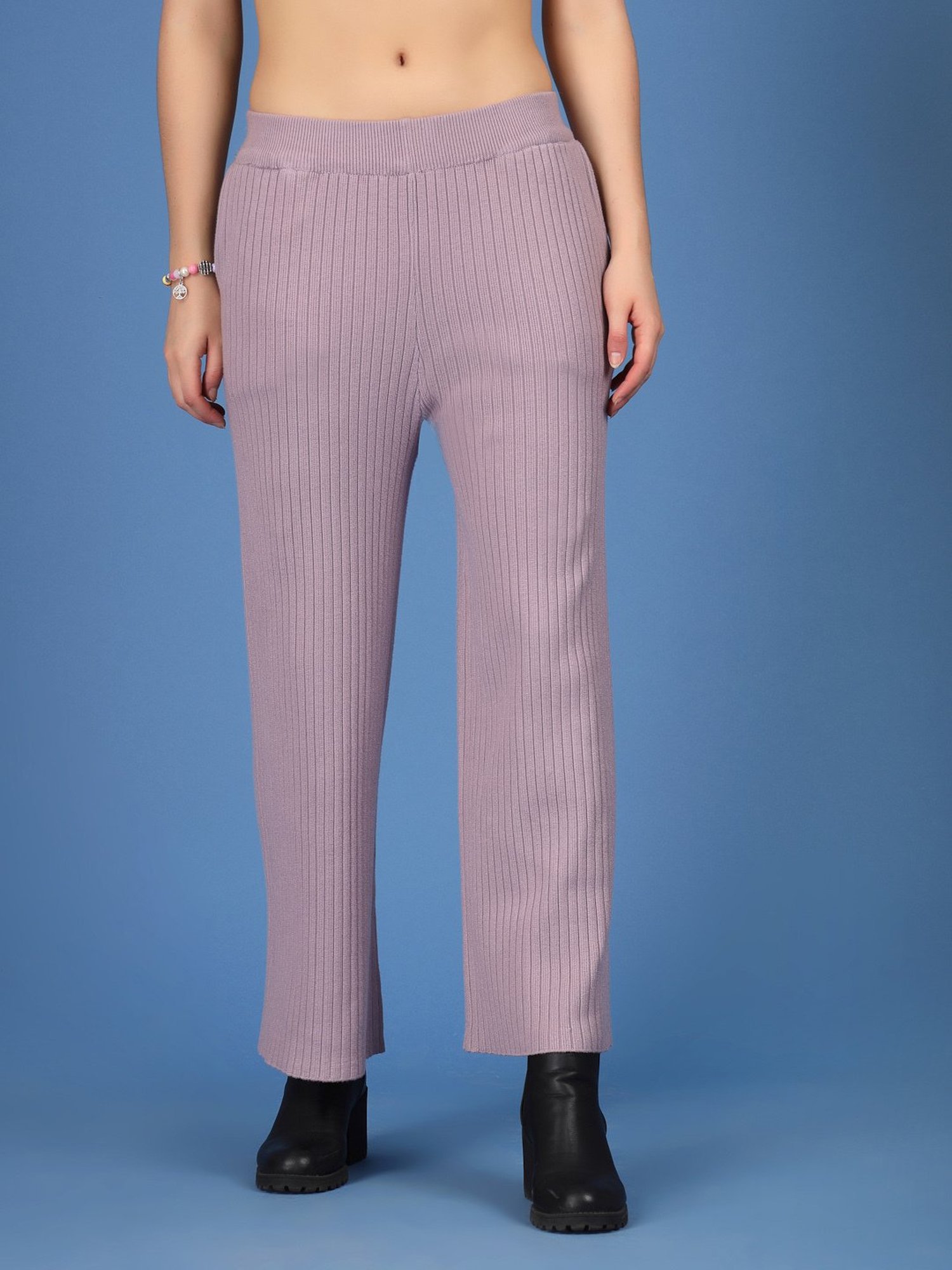 Mafadeny Mauve Regular Fit Mid Rise Palazzos